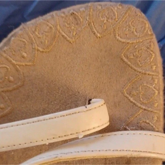 Lower East Side Beige White Embroidered Strappy Wedge Sandals Women's 7.5 - Picture 5 of 5